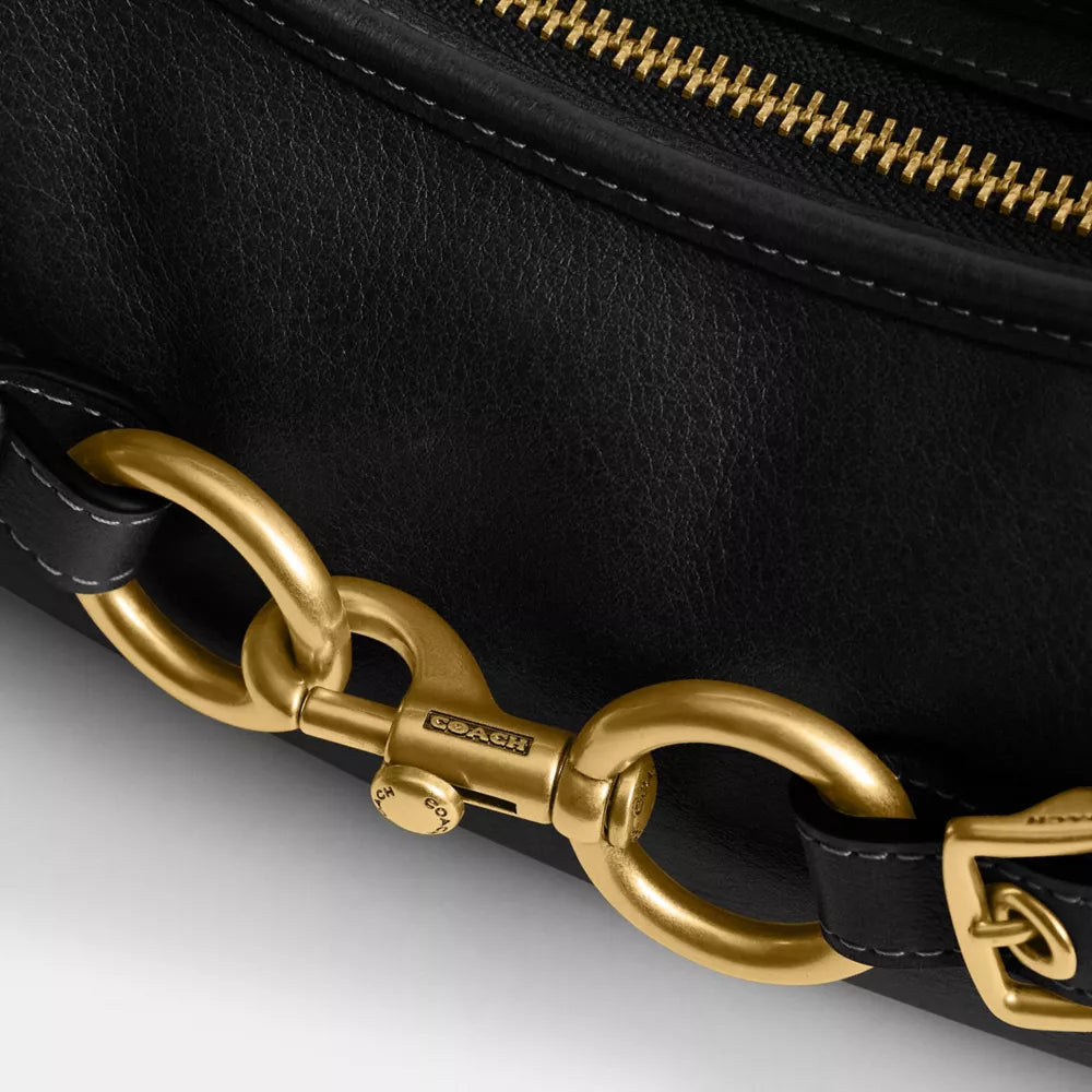 Belted Ergo Shoulder Bag 26 - Natural Grain Leather/Brass/Black
