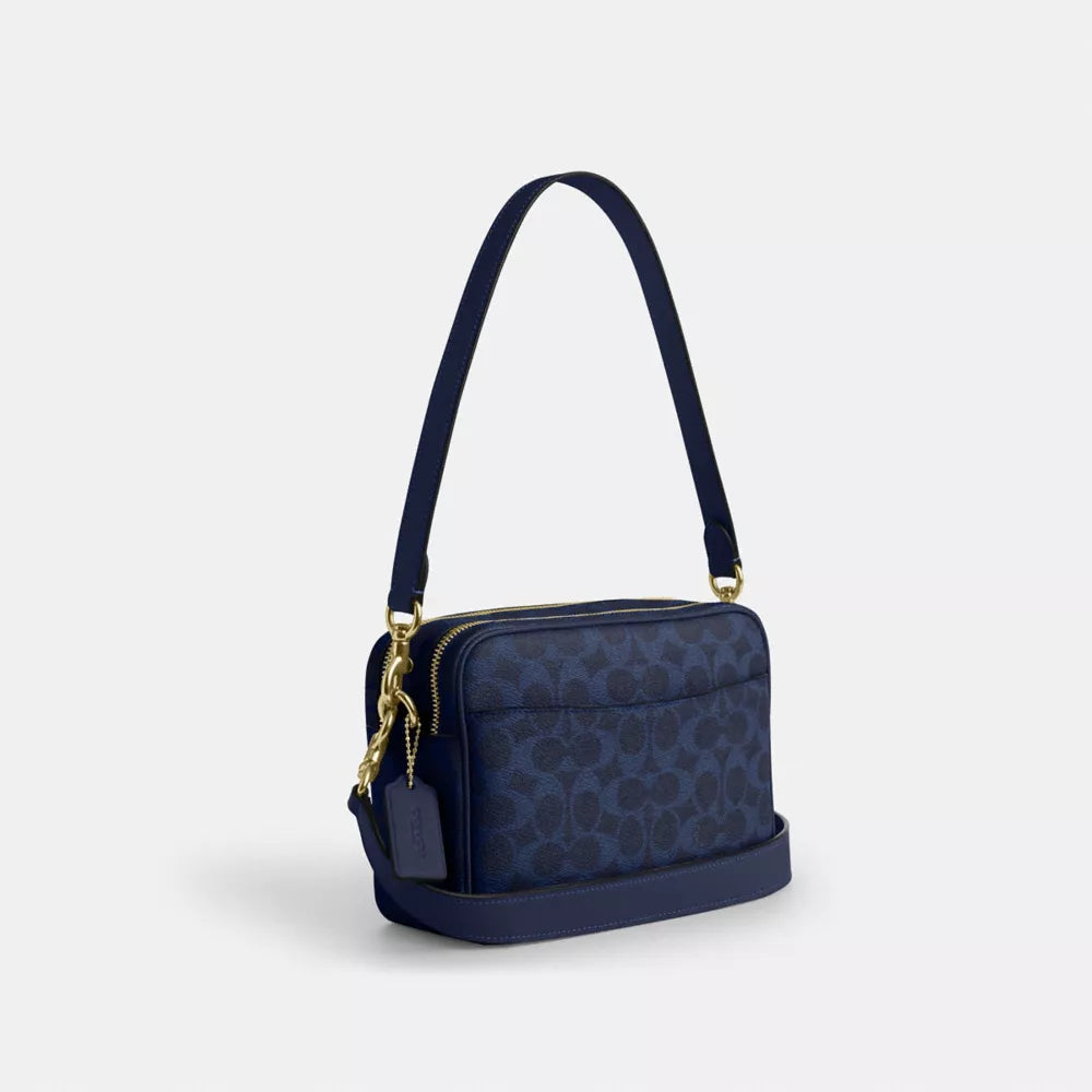 Carey Crossbody Bag In Signature Canvas - Signature Canvas/Gold/Navy