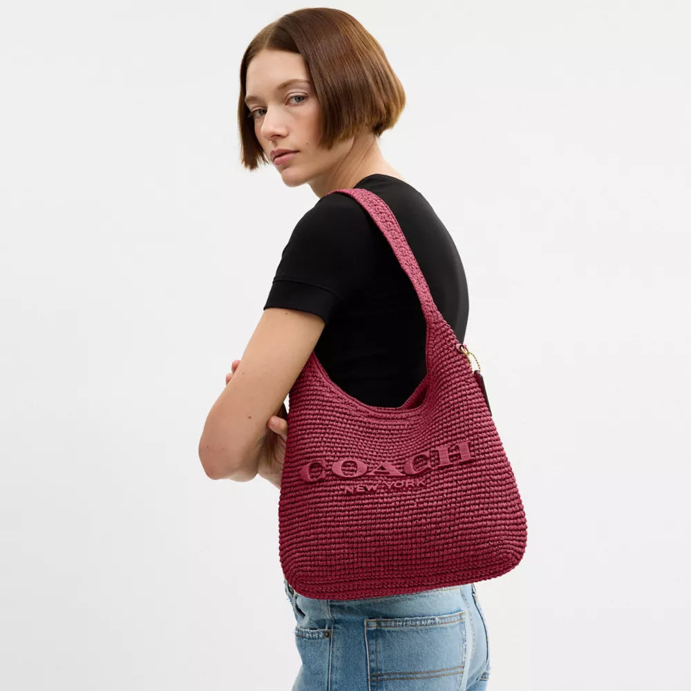 Brooklyn Shoulder Bag 28 - Straw/Brass/Dark Fuchsia