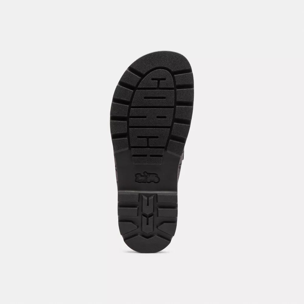 Double Banded Sandal In Signature Jacquard - Charcoal/Black