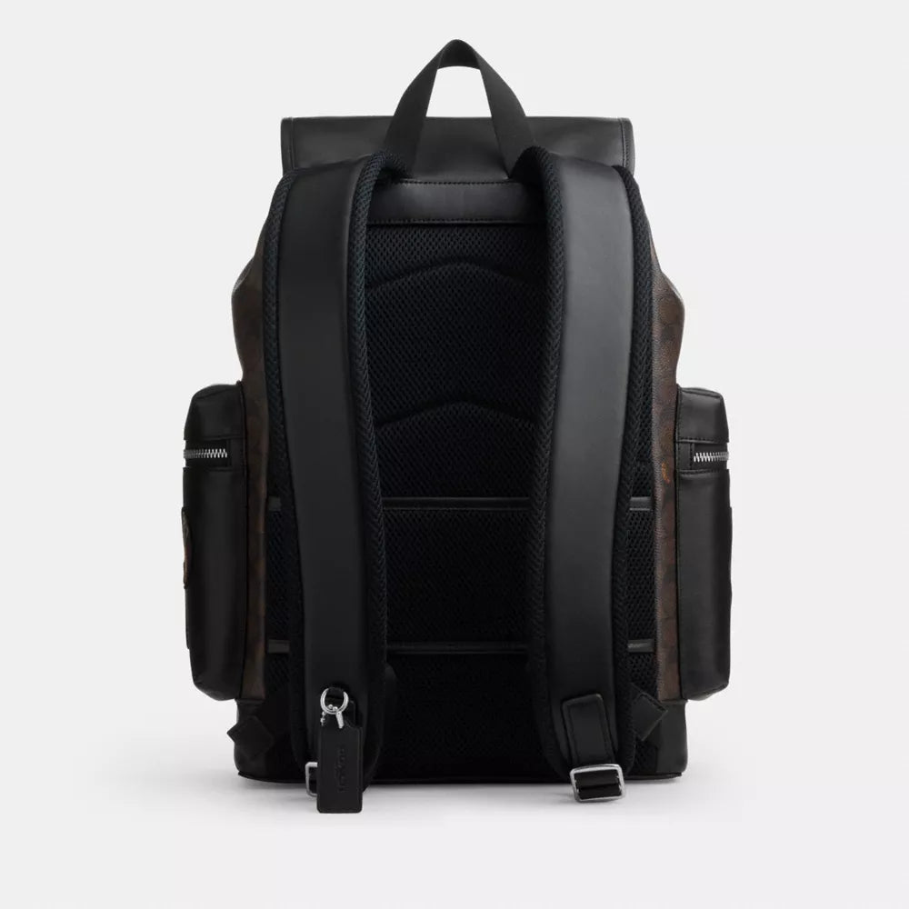 Sprint Backpack In Signature Canvas With Patches - Signature Canvas/SV/Walnut/Black