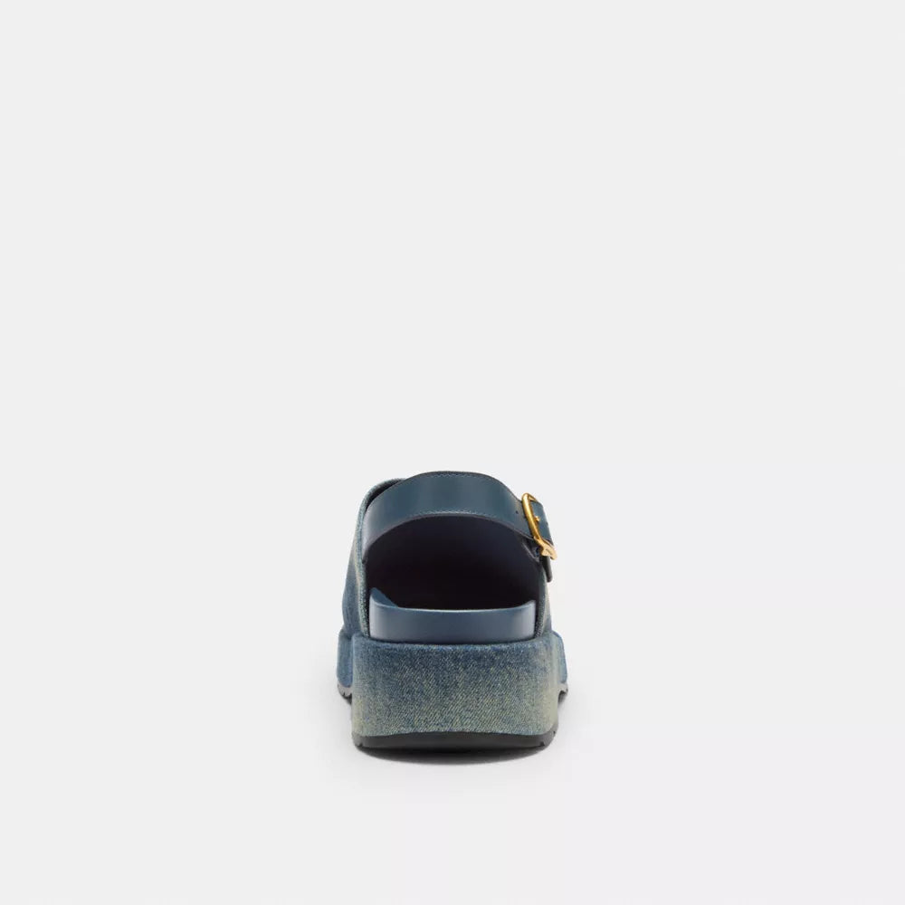 Sculpted C Platform Clog In Loved Denim - Dark Indigo