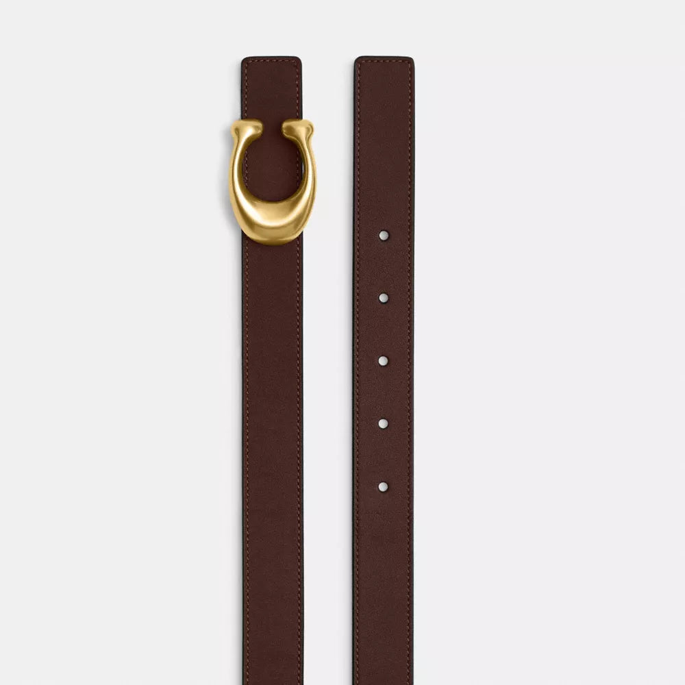 Sculpted C Buckle Reversible Belt, 25 Mm - Brass/Maple Black
