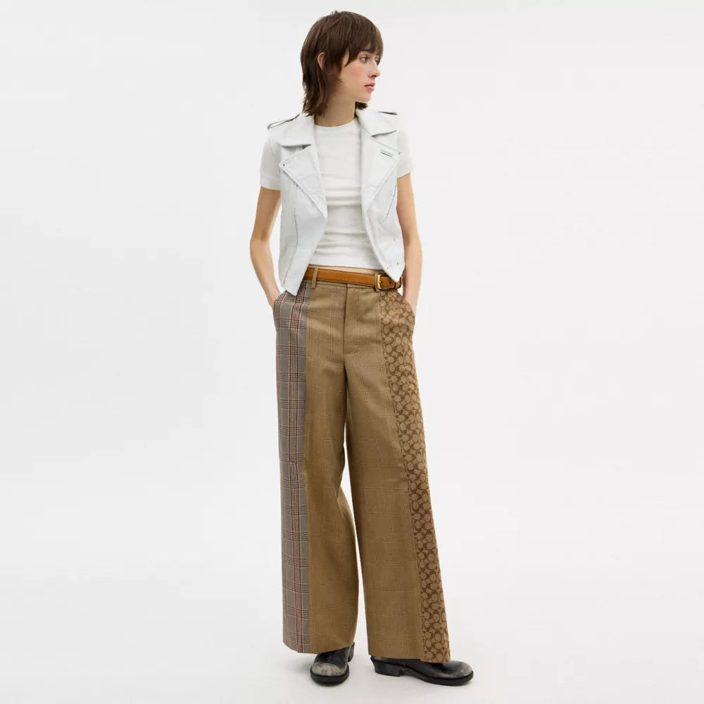 Combo Plaid Tailored Pants - Brown/Multi