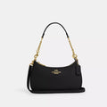 Teri Shoulder Bag - Pebbled Leather/Gold/Black