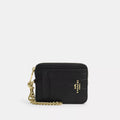 Zip Card Case - Embossed Crocodile/Gold/Black