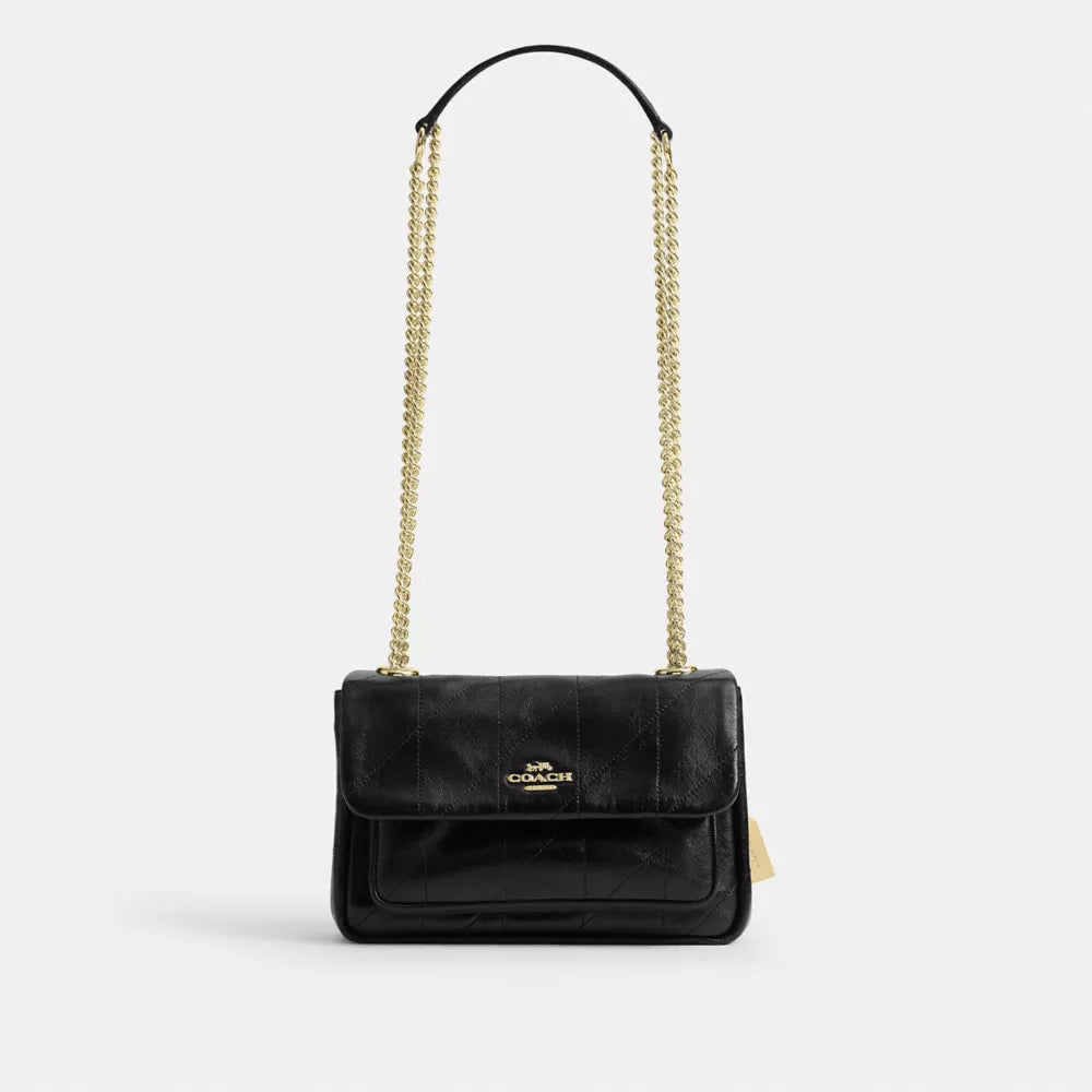 Elodie Crossbody Bag 18 With Quilting - Gold/Black