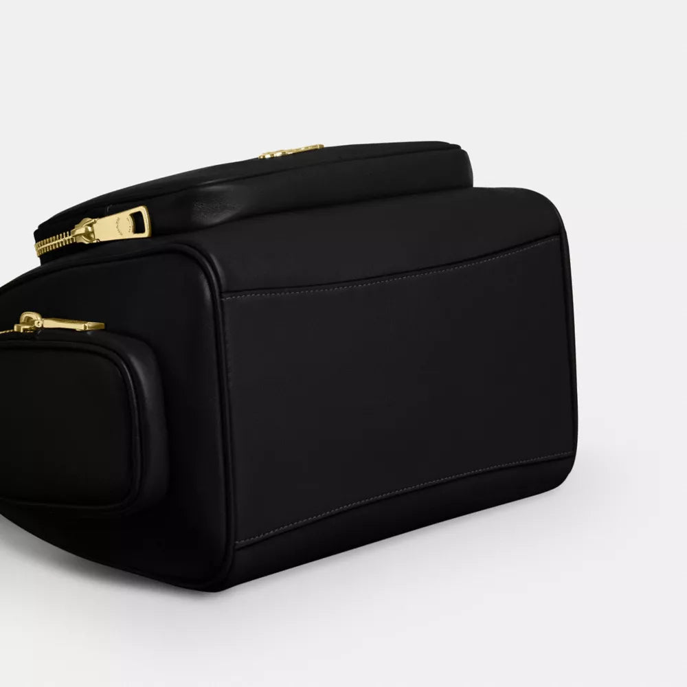 Rowan Satchel Bag With Pockets - Gold/Black