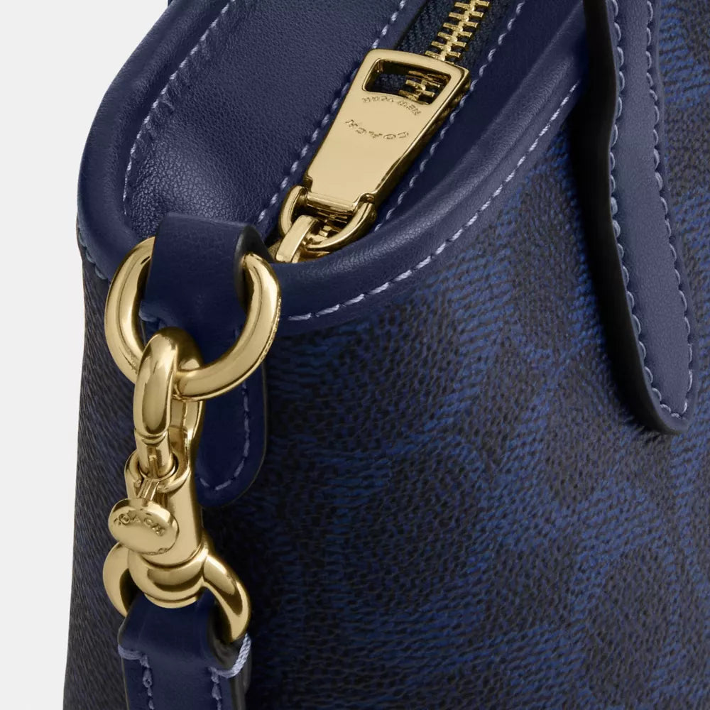 City Mini Tote Bag In Signature Canvas - Signature Canvas/Gold/Navy