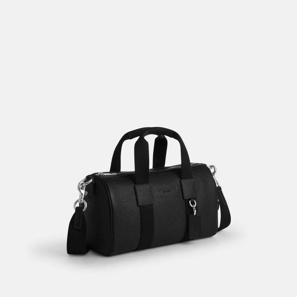 Explorer Duffle Bag 28 - Pebbled Leather/Silver/Black