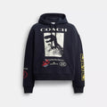 Dinosaur Collage Relaxed Hoodie In Organic Cotton - Navy Blue