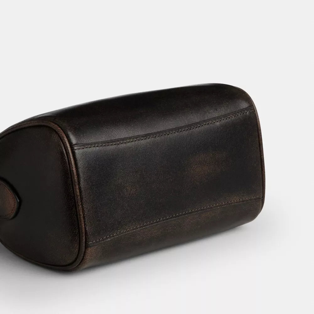Mini Rowan Crossbody Bag In Loved Leather - Silver/Black Brown
