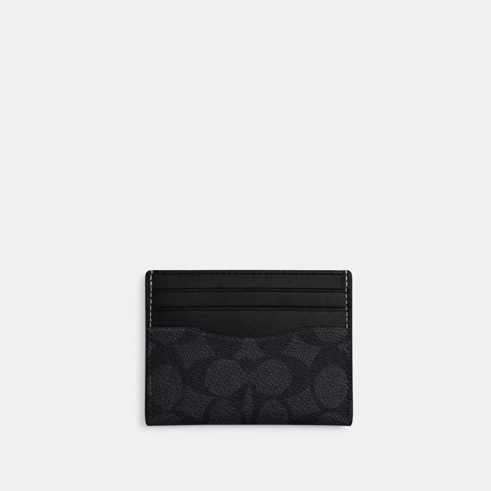 Slim ID Card Case In Signature Canvas - Charcoal/Black