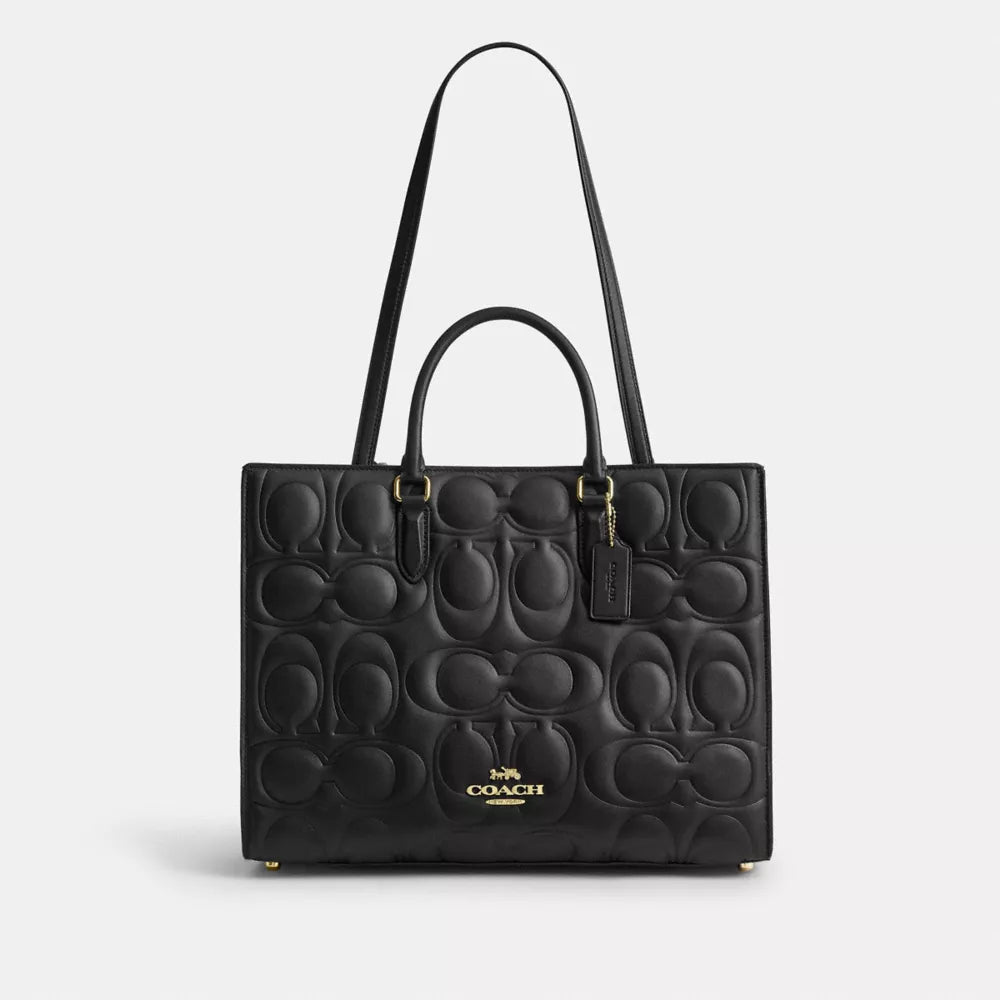 Maggie Tote Bag In Signature Leather - Gold/Black