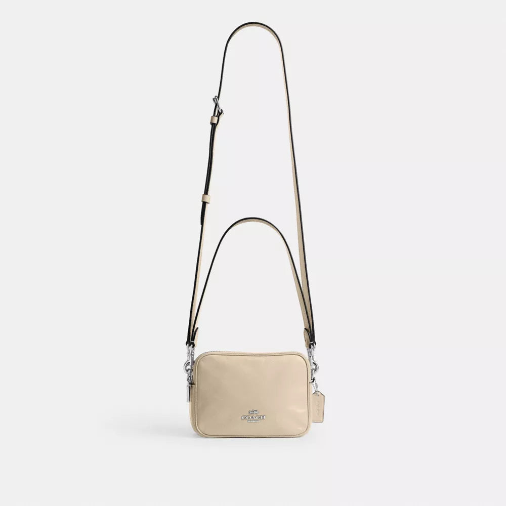 Mini Carey Crossbody Bag - Glazed Leather/Silver/IVORY
