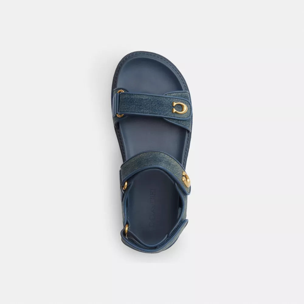 Brynn Sandal In Loved Denim - Dark Indigo