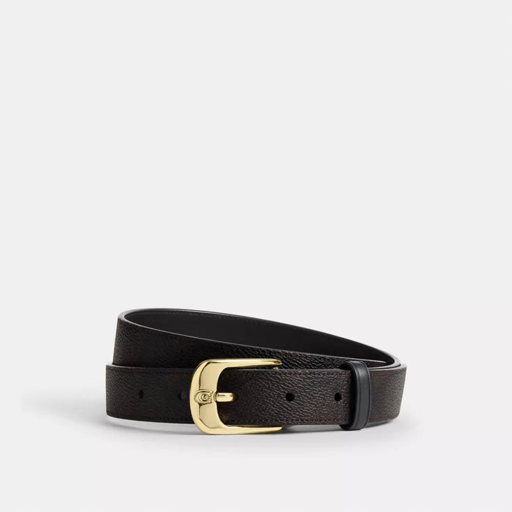 C Harness Buckle Belt, 25MM - Coated Canvas/Gold/Walnut Black
