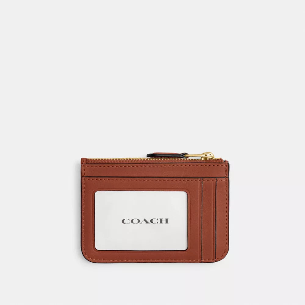 Essential Mini ID Card Case In Signature Canvas - Coated Canvas/Brass/Tan Caramel