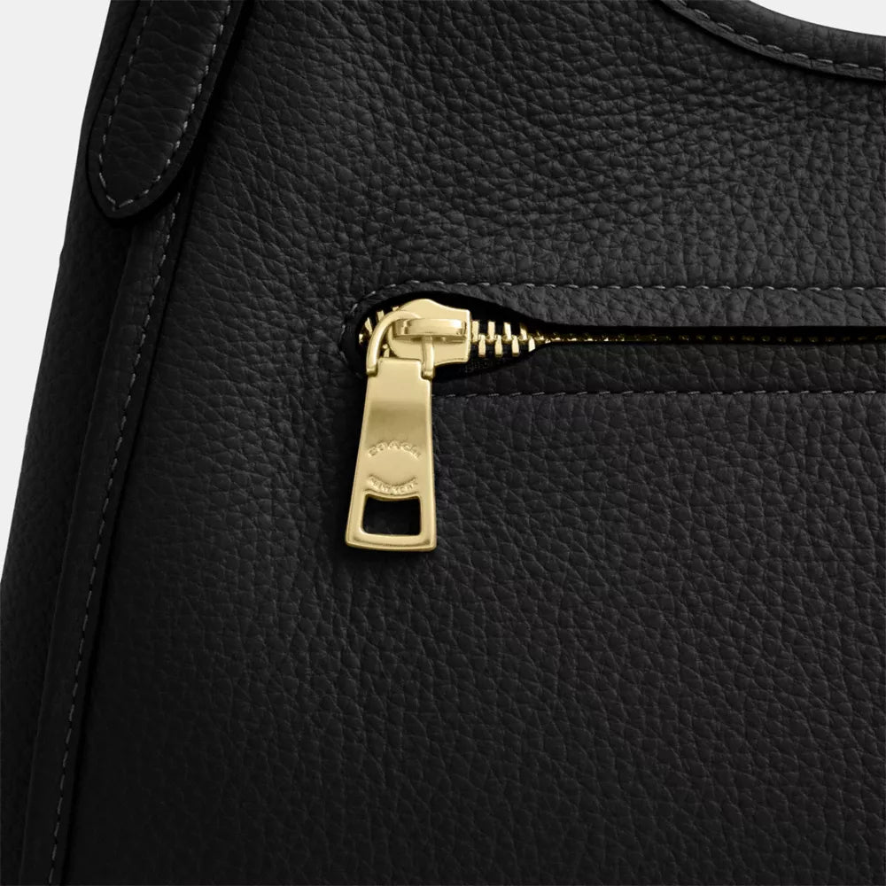Erin Shoulder Bag - Pebbled Leather/Gold/Black