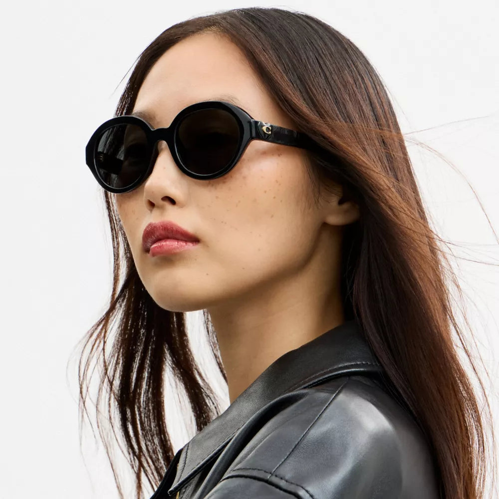 C Heart Round Sunglasses - Black