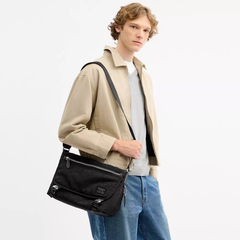 Lane Messenger In Signature Nylon - Black