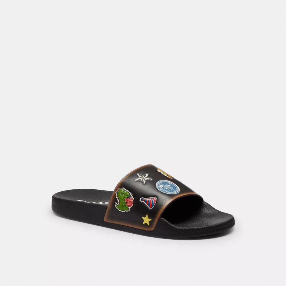 Rexy 10th Birthday Udele Slide With Sticker Print - Black