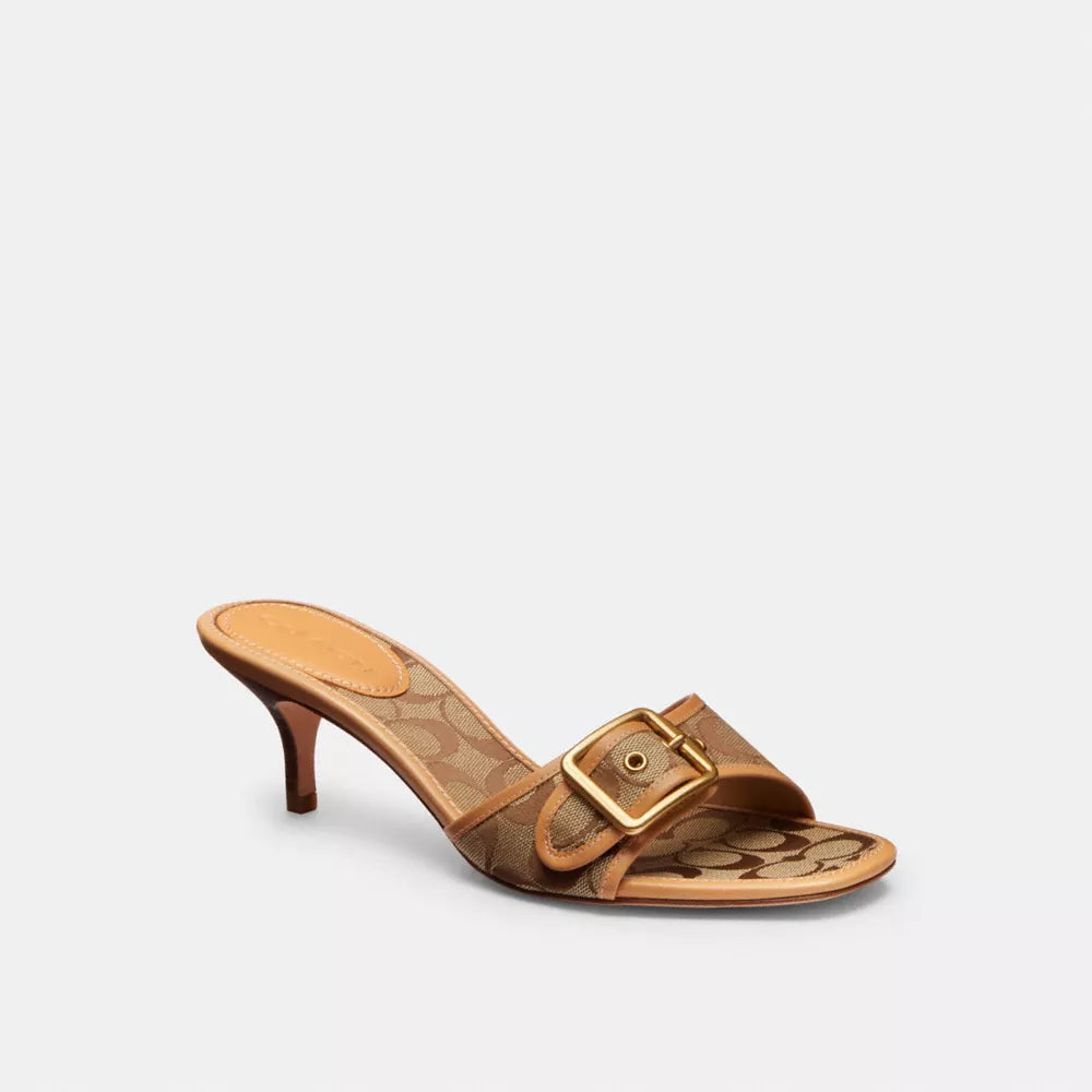 Margot Sandal In Signature Sateen Jacquard - Signature Jacquard/Khaki/Light Peach