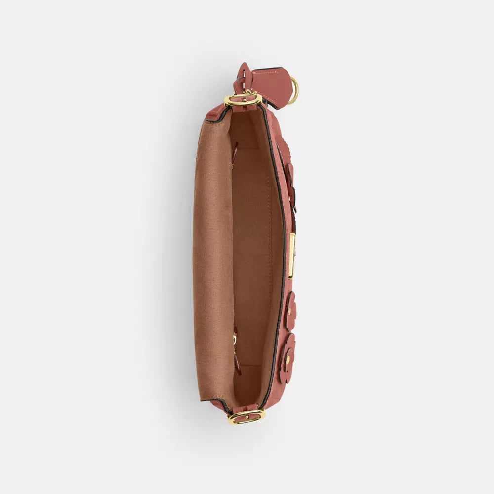 Etta Small Flap Shoulder Bag With Floral Appliquﾨﾦ - Gold/Blush Pink
