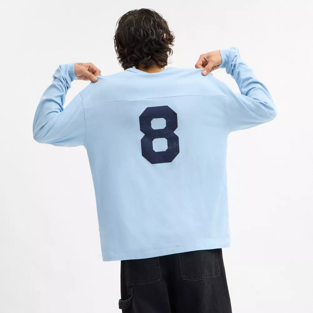Football Long Sleeve Relaxed T-Shirt - Baby Blue