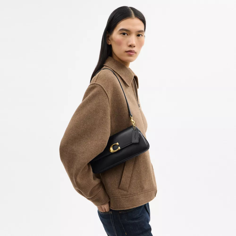 Jet Shoulder Bag - Smooth Leather/Brass/Black