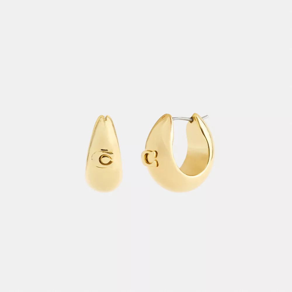 Signature Thick Hoop Earrings - Gold