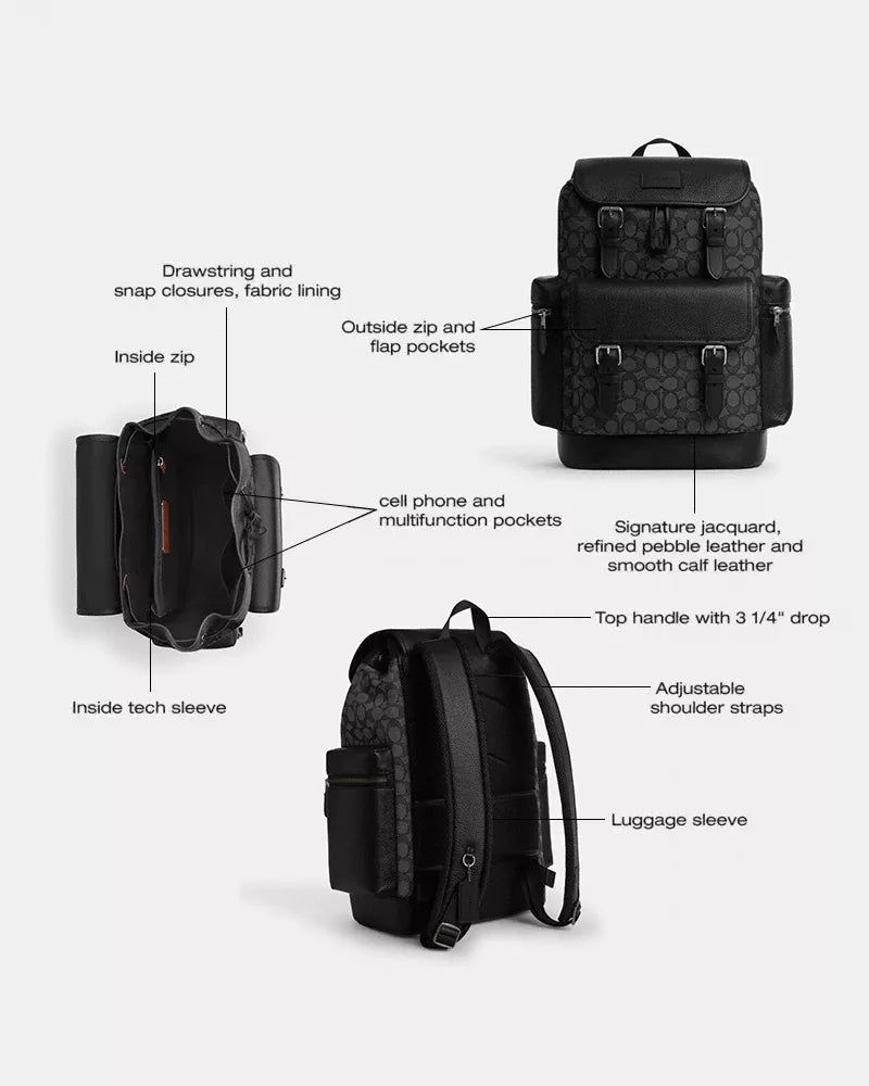 Sprint Backpack In Signature Jacquard - Signature Jacquard/Silver/Charcoal/Black