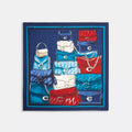 Stacked Tabby Bags Print Silk Square Scarf - Navy Multi